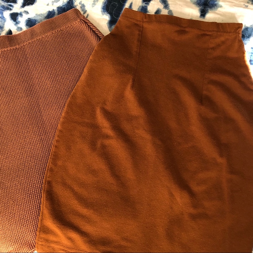 Vintage Set of beautiful camel color mini skirts.